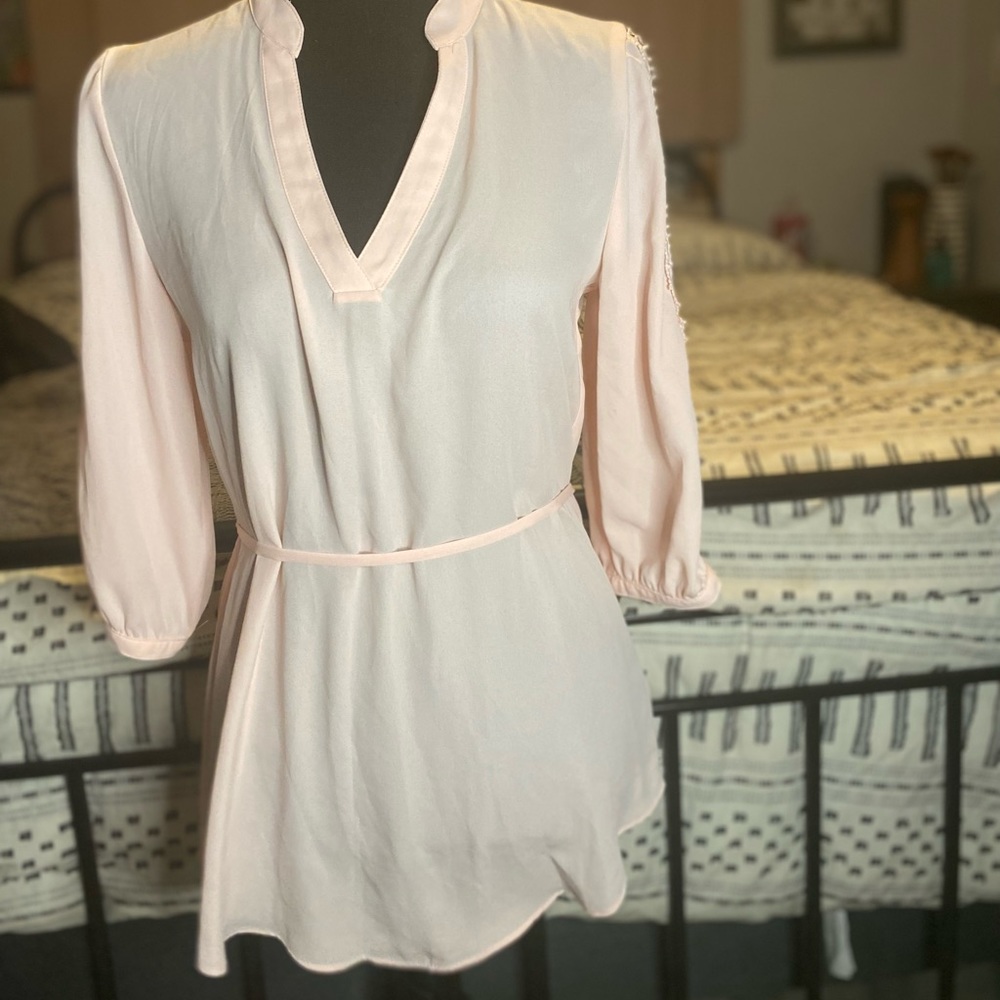 Blush sheer blouse